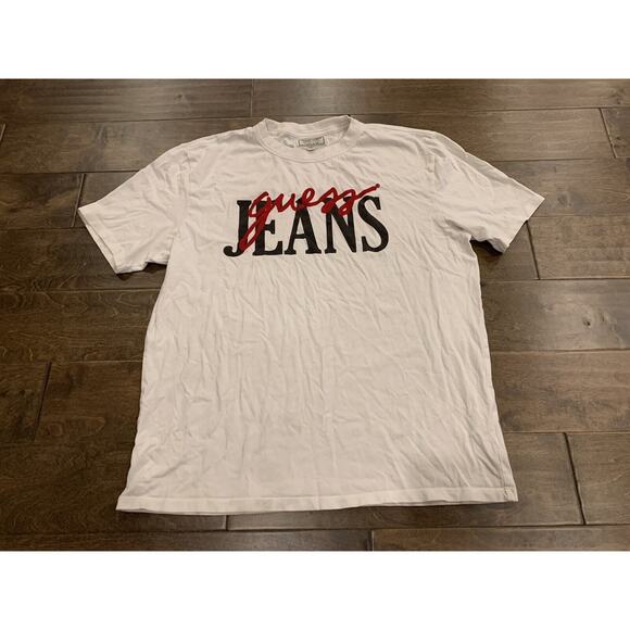 Guess Jeans Mens Guess Jeans Spellout White Short Sleeve T-Shirt Size M MEDIUM - Picture 2 of 8